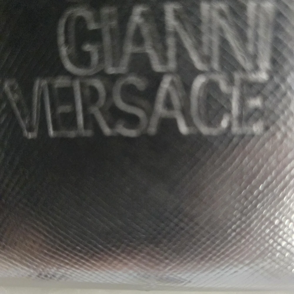 New Gianni Versace 2-Way Sunburst Black/Gold Leather Handbag w Dustbag - Picture 10 of 11
